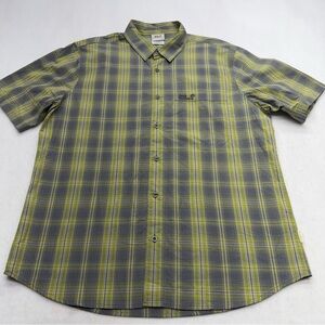 Jack Wolfskin Plaid Short Sleeve Button Down Green Shirt Men’s Size XL